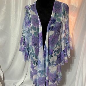 Kimono/Coverup Floral With Bell Sleeves
